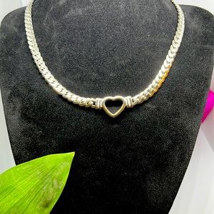 STAINLESS STEEL SILVER HEART SHAPED NECKLACE